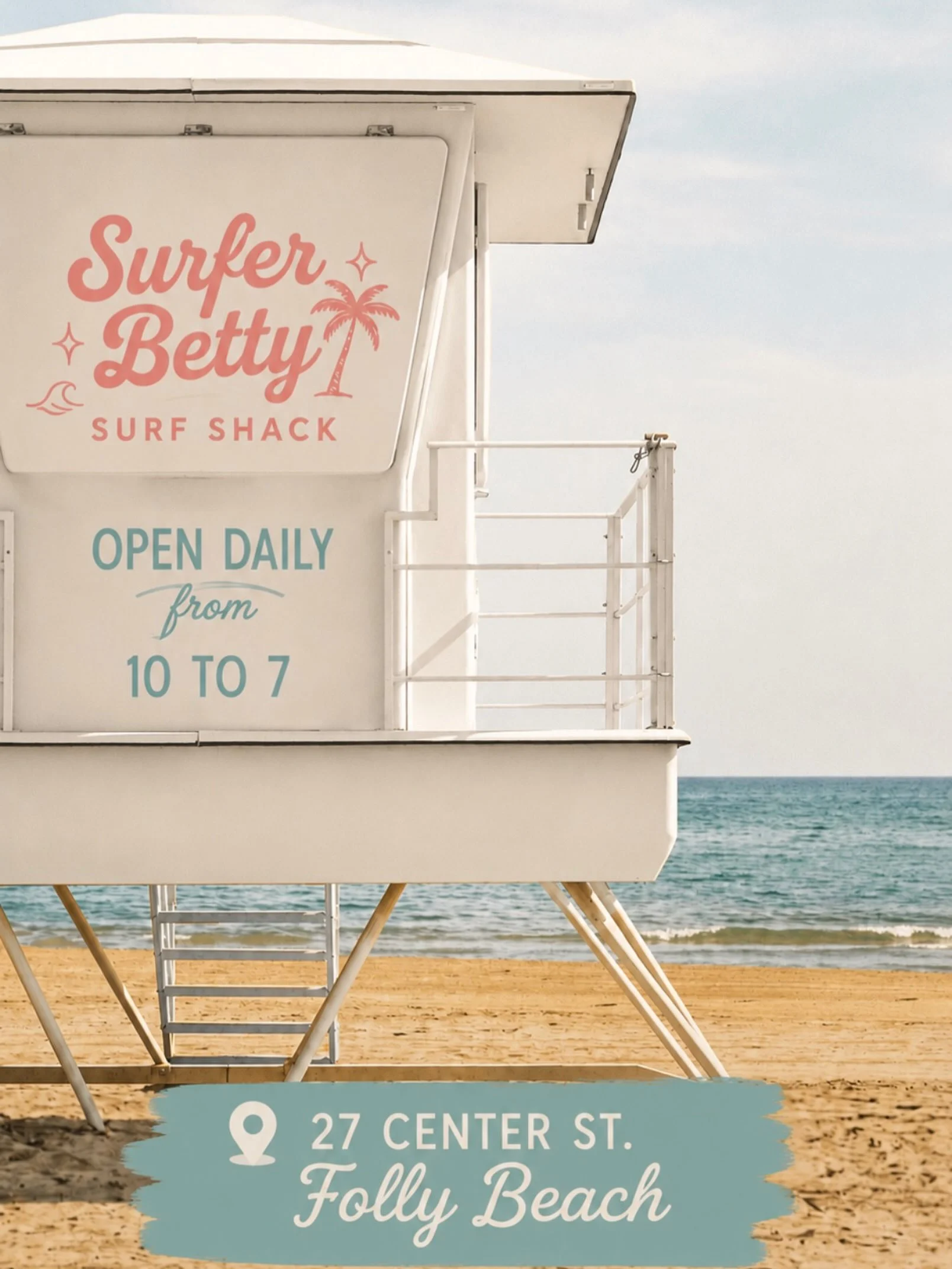 Surfer Betty's Surf Shack, a vintage surf shop on Center Street, Folly Beach